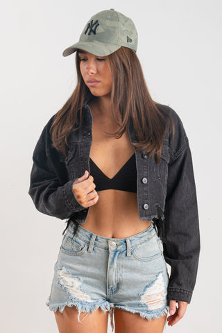 200004-CALI COLLAGE Denim Crop Jacket