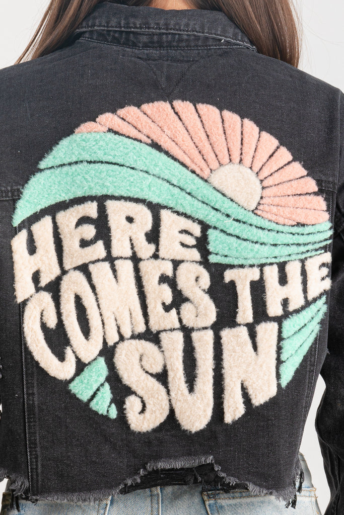 200007-HERE COMES THE SUN Denim Crop Jacket