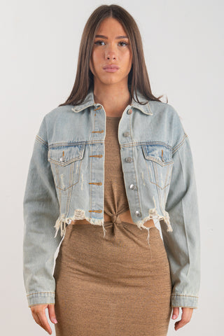 200028-SOUL WOMEN Denim Crop Jacket