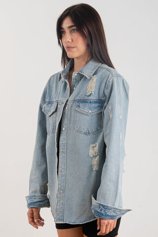 300000-PLAIN DENIM LONG JACKET