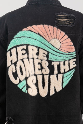 300005-HERE COMES THE SUN Denim Long Jacket
