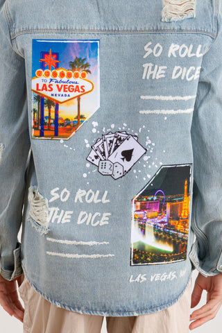 300007-LIFE IS A GAMBLE Denim Long Jacket