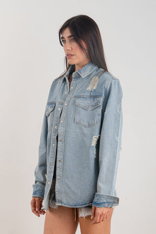 300016-SMILEY FACE BOLT VECTOR (YELLOW) Denim Long Jacket