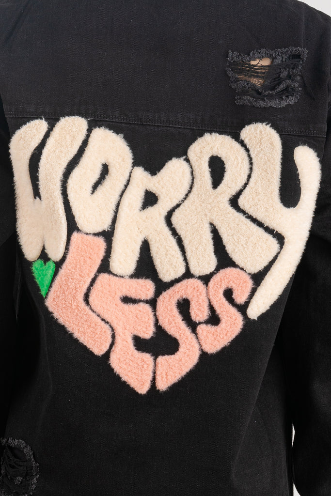 300022-WORRY LESS Denim Long Jacket