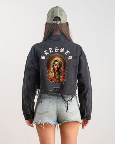 200079-BLESSED V.M Crop Denim Jacket