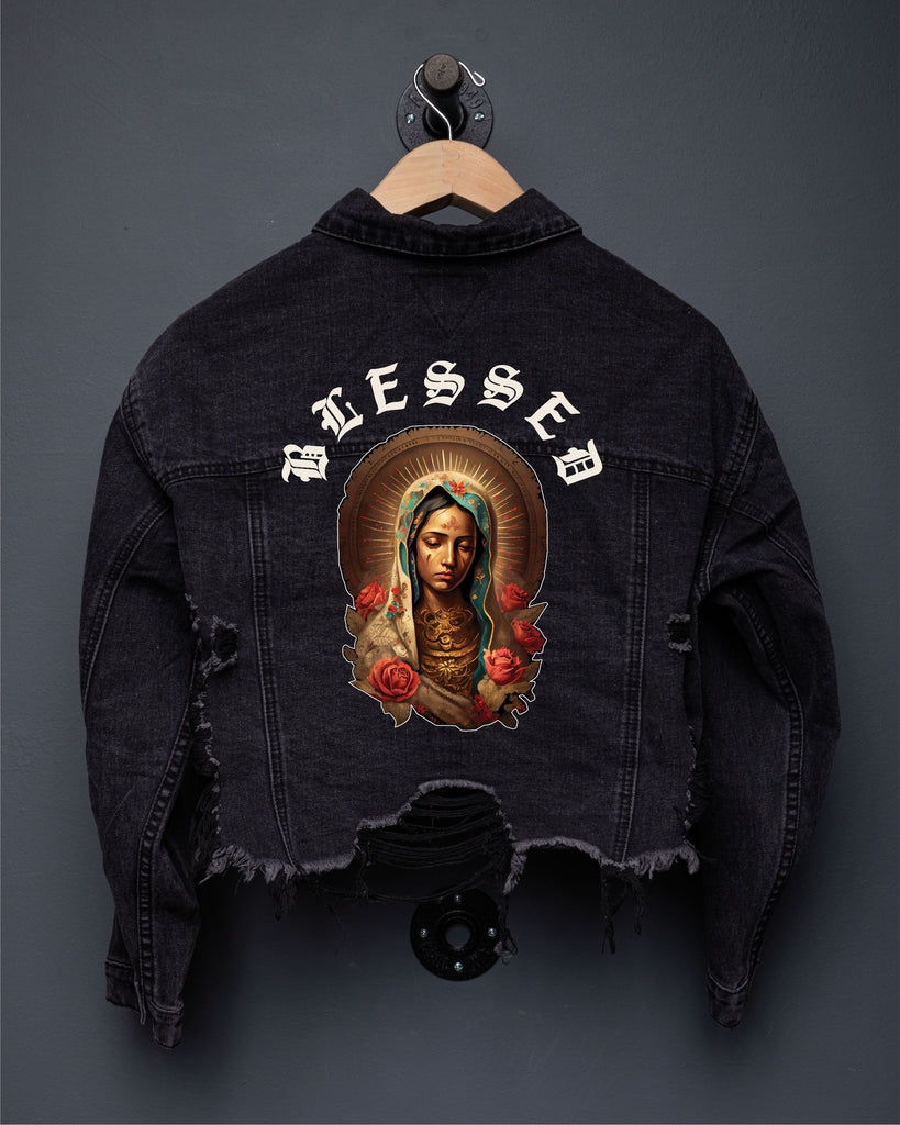 200079-BLESSED V.M Crop Denim Jacket