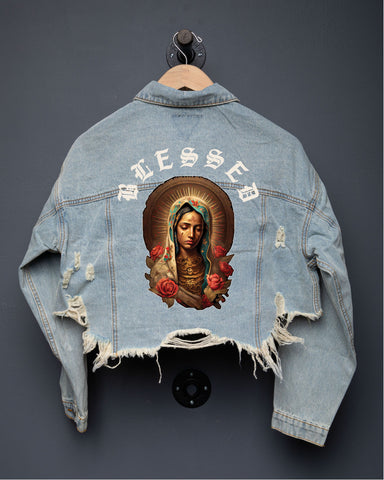 200079-BLESSED V.M Crop Denim Jacket