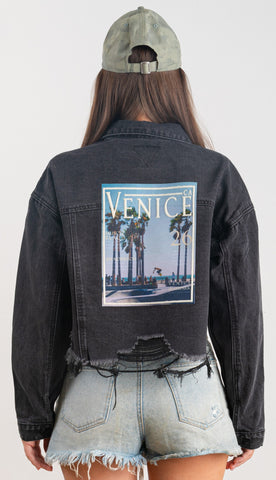 200033-VENICE MAGAZINE Denim Crop Jacket