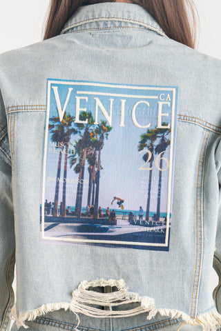 200033-VENICE MAGAZINE Denim Crop Jacket