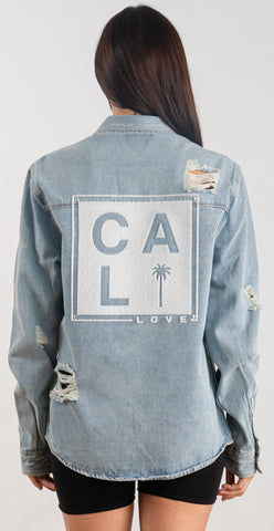 300004-CALI LOVE Denim Long Jacket