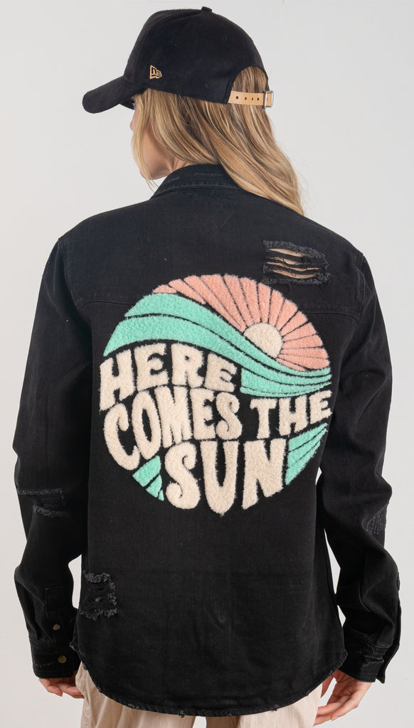 300005-HERE COMES THE SUN Denim Long Jacket