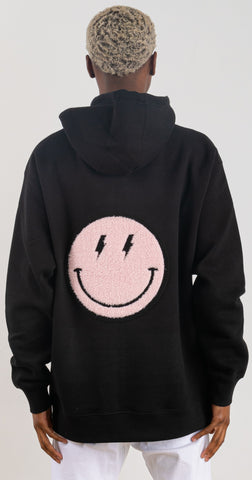 400013-SMILEY FACE BOLT VECTOR (PINK) Hoodie