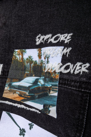 200004-CALI COLLAGE Denim Crop Jacket