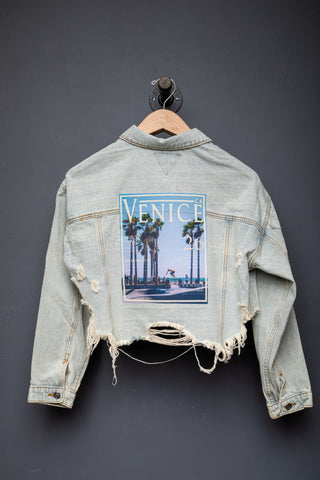 200033-VENICE MAGAZINE Denim Crop Jacket