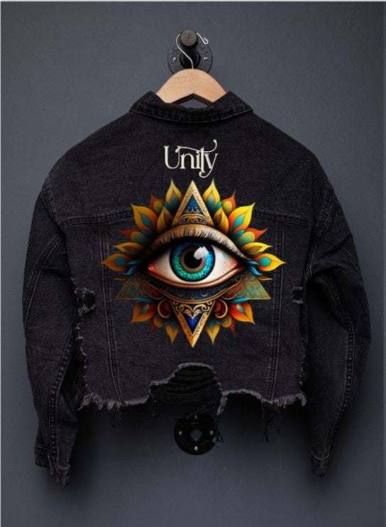 200087-UNITY EYE Crop Denim Jacket