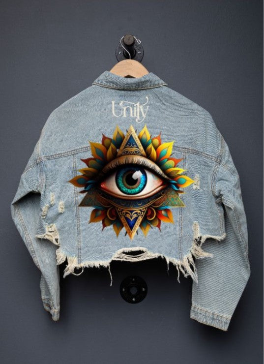 200087-UNITY EYE Crop Denim Jacket